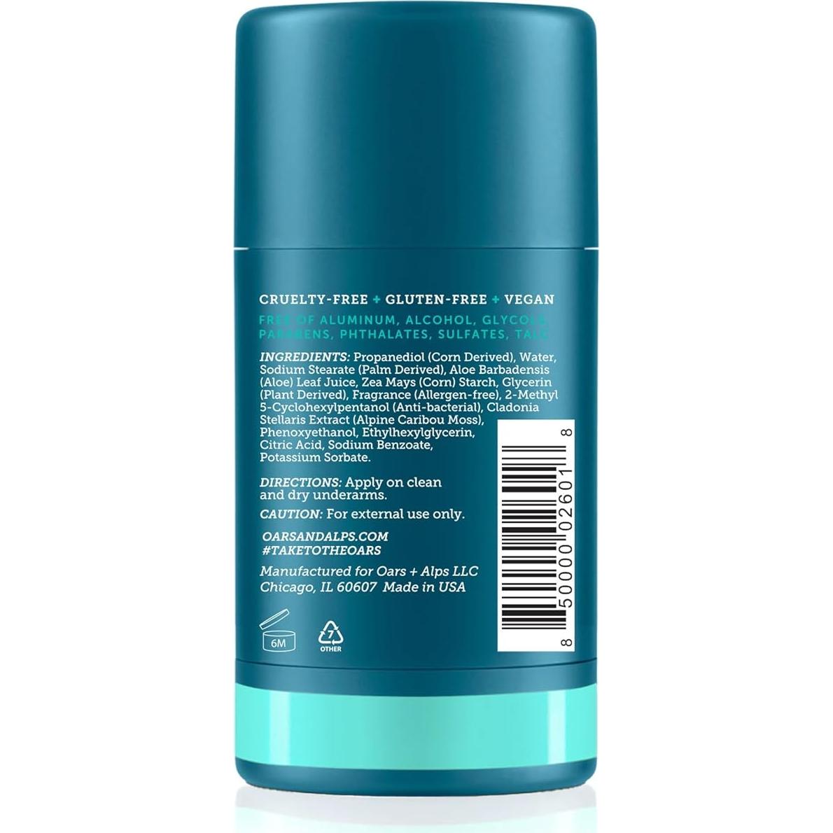 Desodorante Oars + Alps Vegano Glaciar del Mar Profundo 73.93g