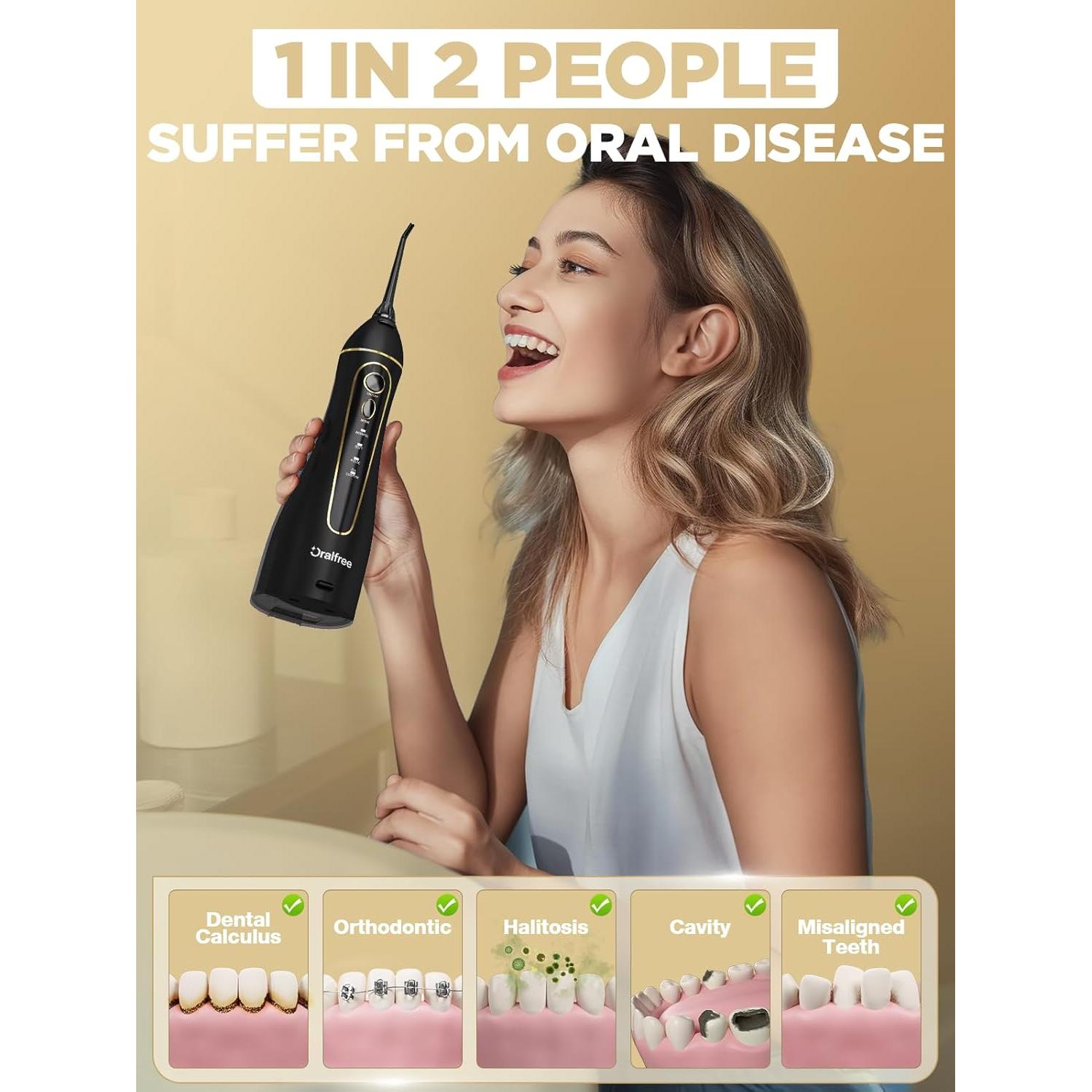 Irrigador Dental Portátil Oralfree F5025 Recargable IPX7