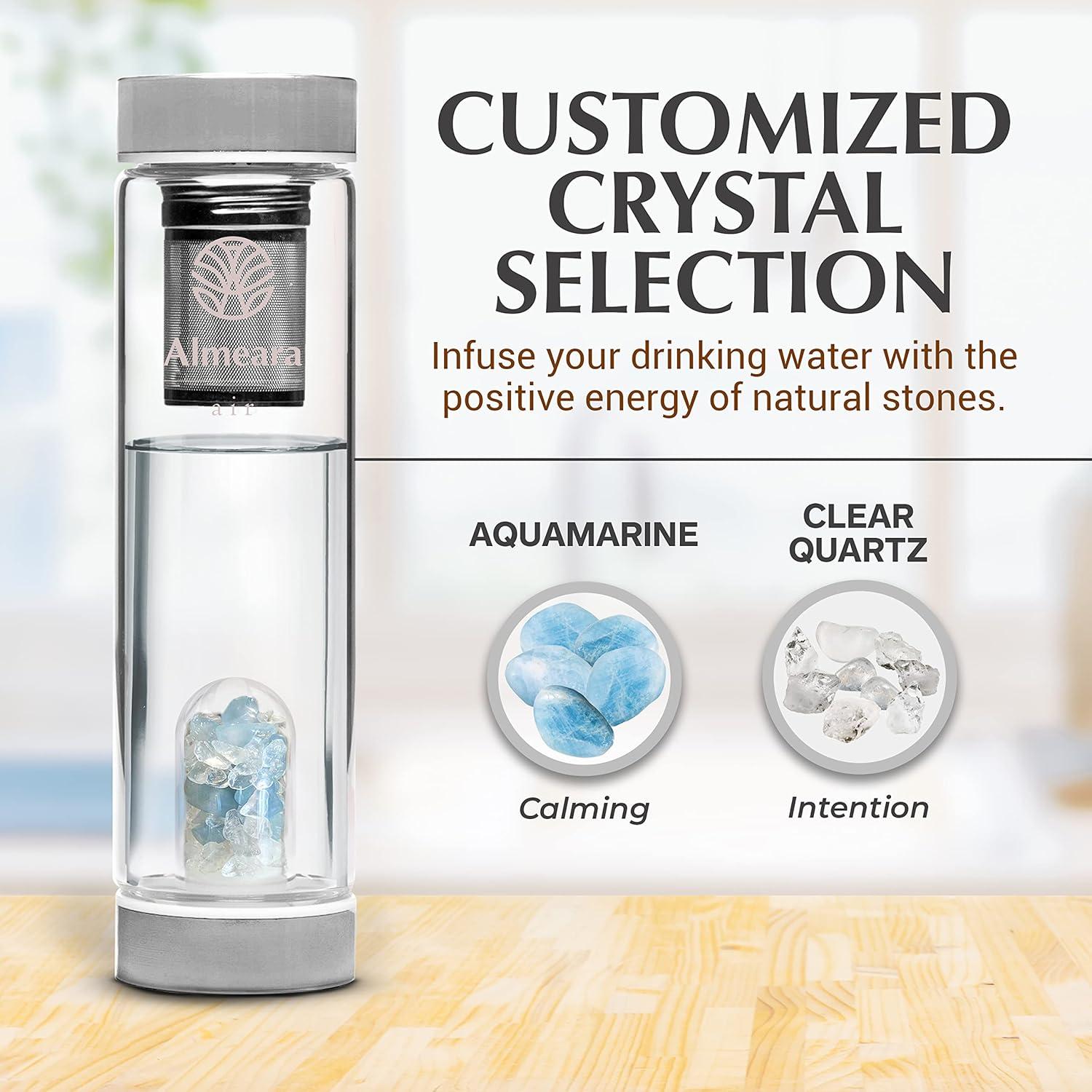 Botella de Agua de Cristal Almeara 475ml con Infusor y Cristales