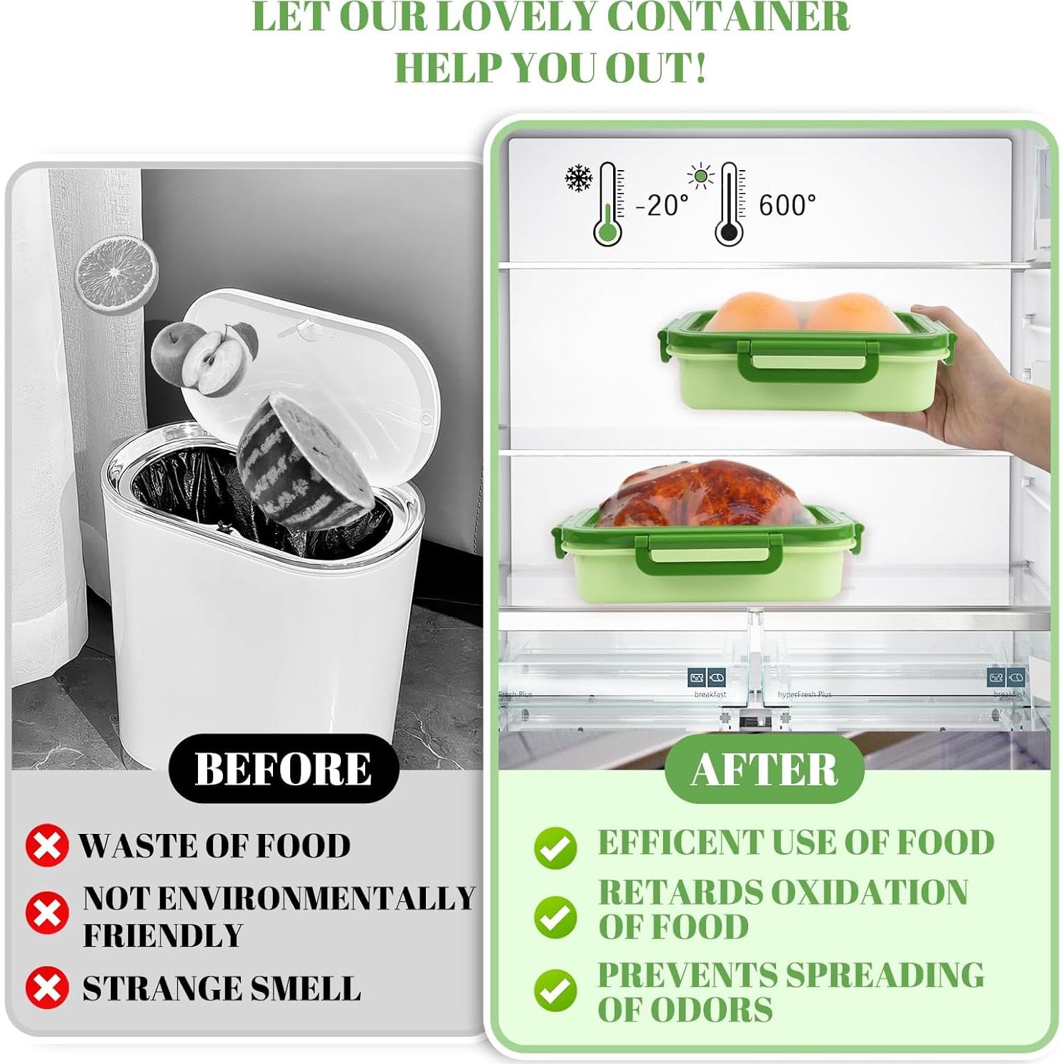 Juego de 2 Contenedores de Almacenamiento de Silicona Verde 2L