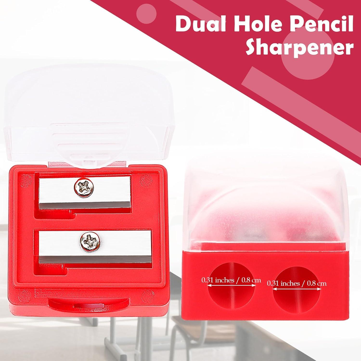 60 Sacapuntas Manuales Doble Orificio Aodaer con Tapa Colores