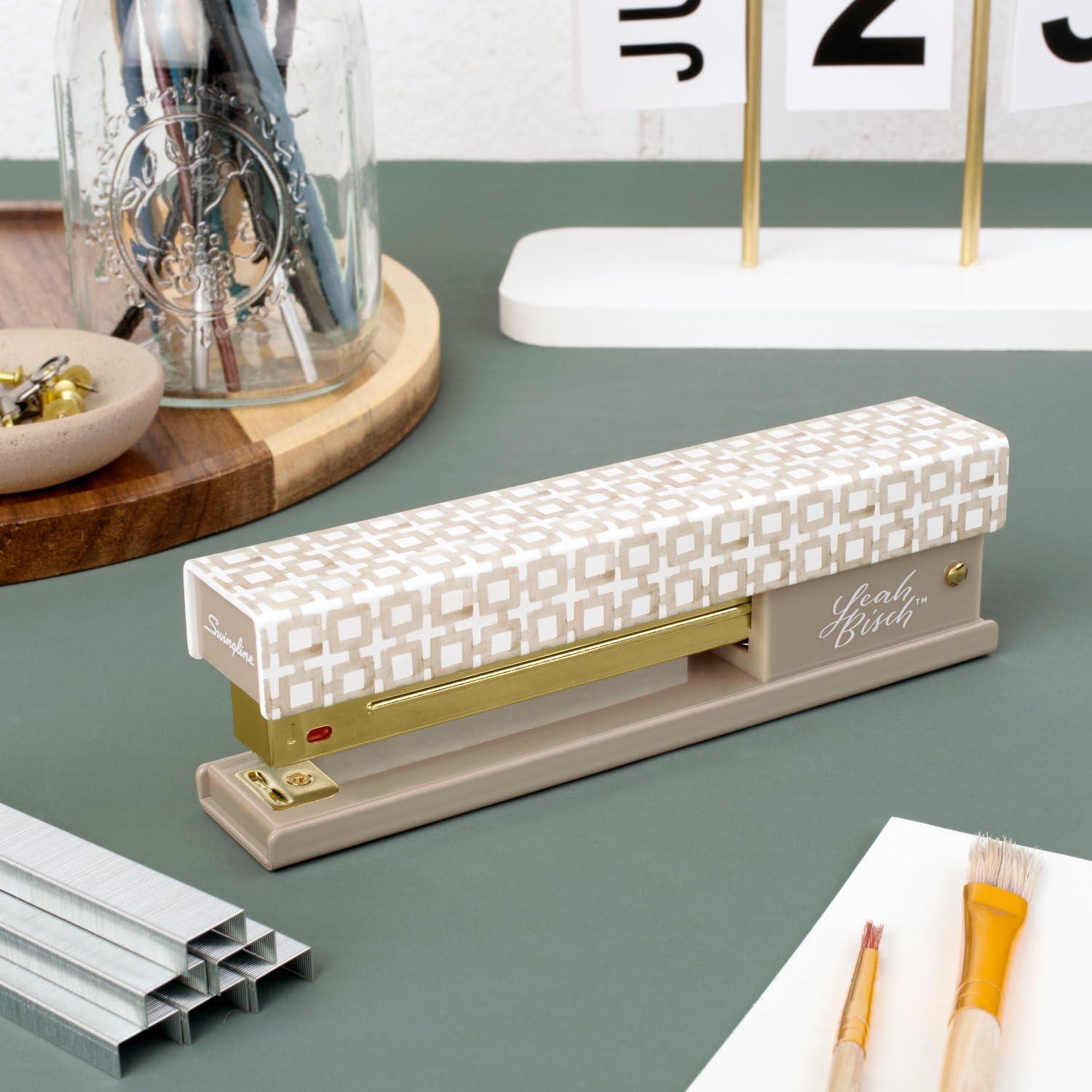 Grapadora Swingline Leah Bisch Metal 20 Hojas Azulejos Beige