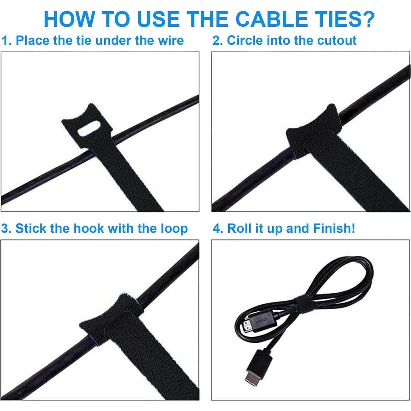 60 Sujetacables Reutilizables California JOS 15.24 cm Coloridos