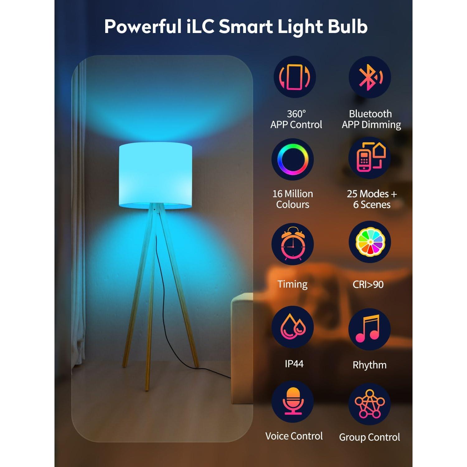 Bombillas Inteligentes ILC Alexa 12W RGB 1200 Lúmenes (Paquete de 6)