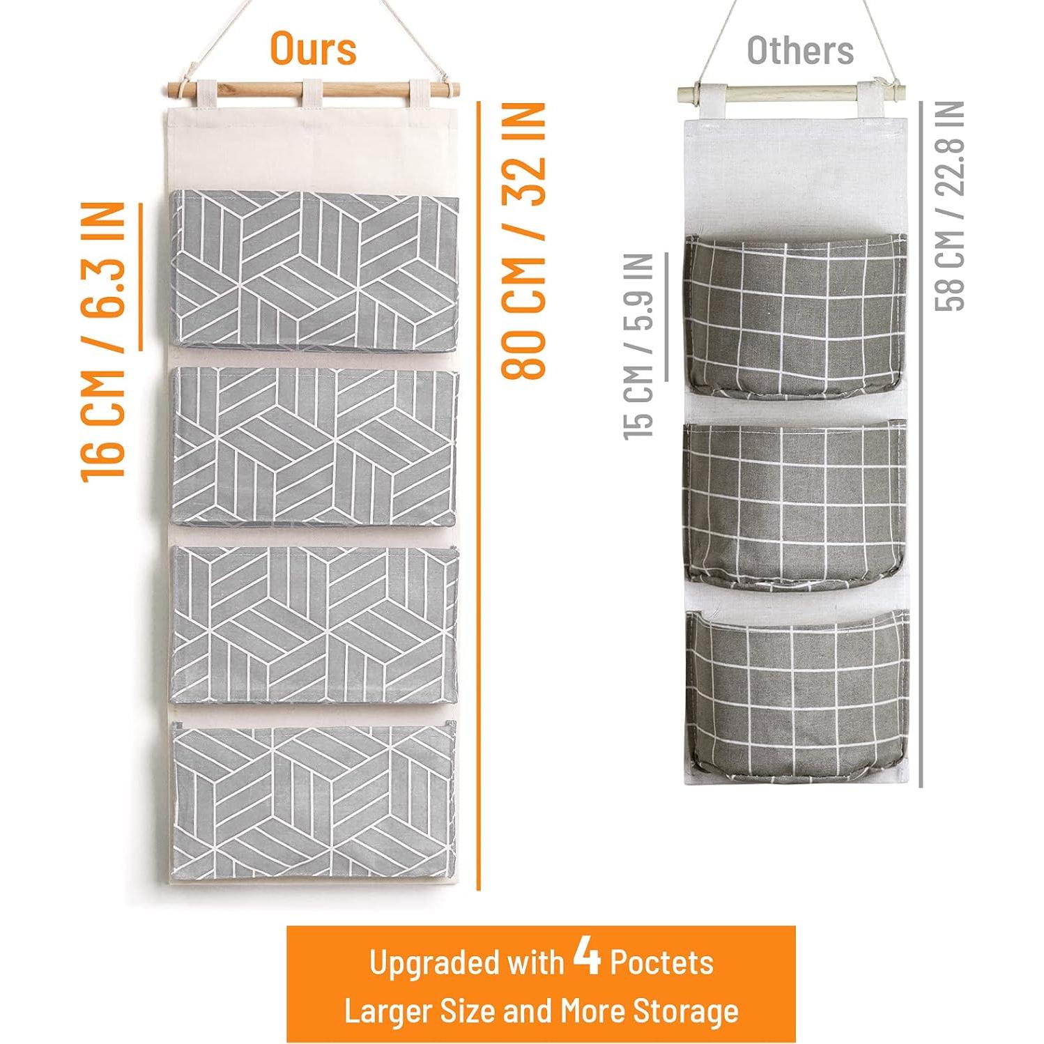 CROWNED Organizador Colgante 2 Pcs Gris 4 Bolsillos Impermeable