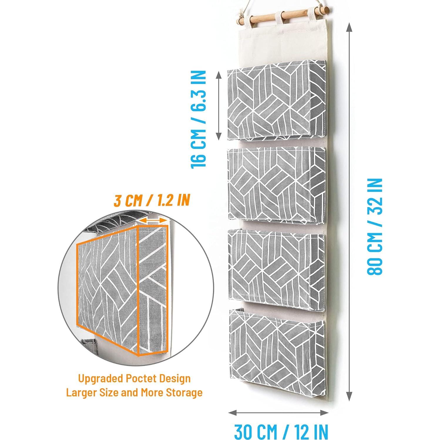 CROWNED Organizador Colgante 2 Pcs Gris 4 Bolsillos Impermeable