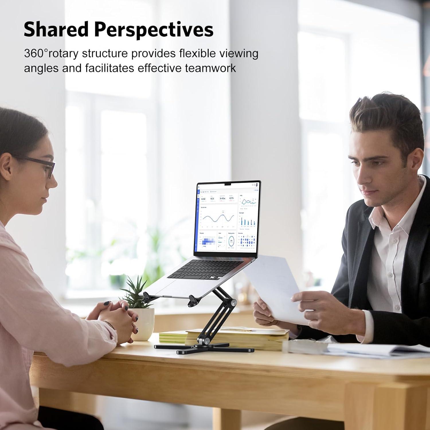 Soporte para Laptop OMOTON Rotatorio 360° Ergonómico Negro