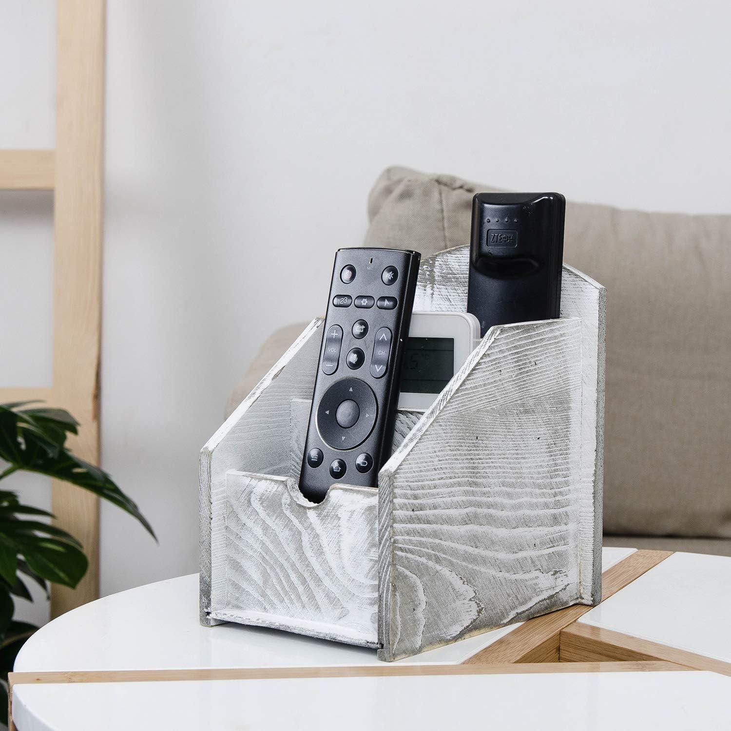 Organizador de Control Remoto VERGOODR de Madera 3 Compartimentos Gris