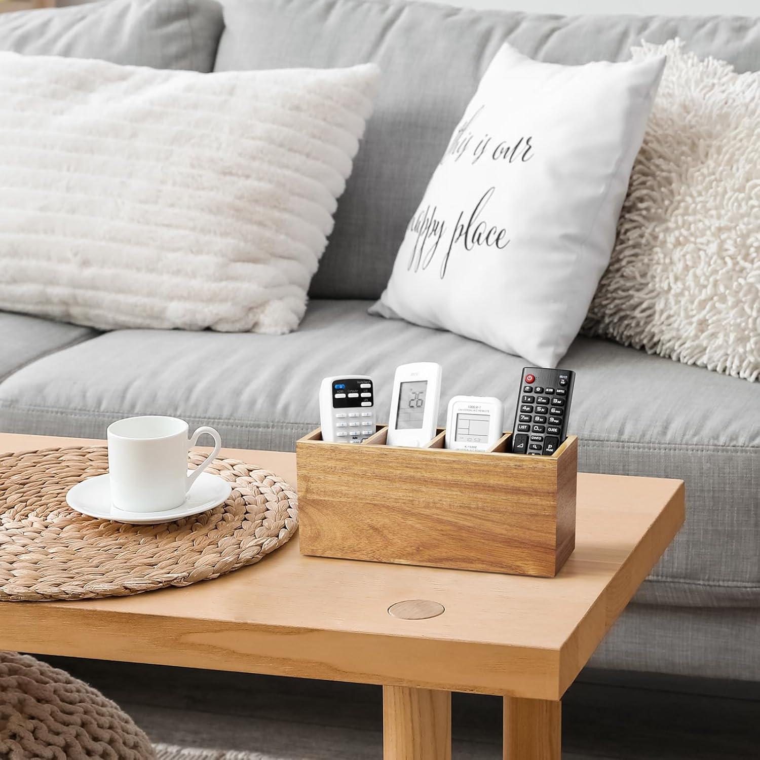 Organizador de Escritorio de Madera de Acacia Bivvclaz 4 Compartimentos