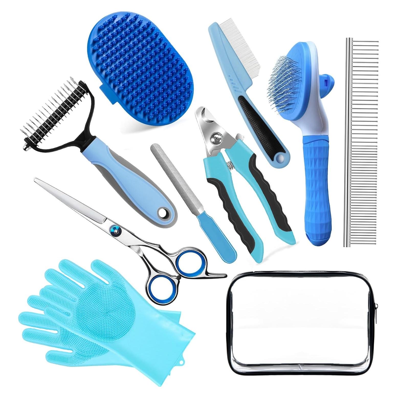 Kit de Aseo para Mascotas 10 Piezas 2TRUL - Cepillo, Tijeras y Cortador