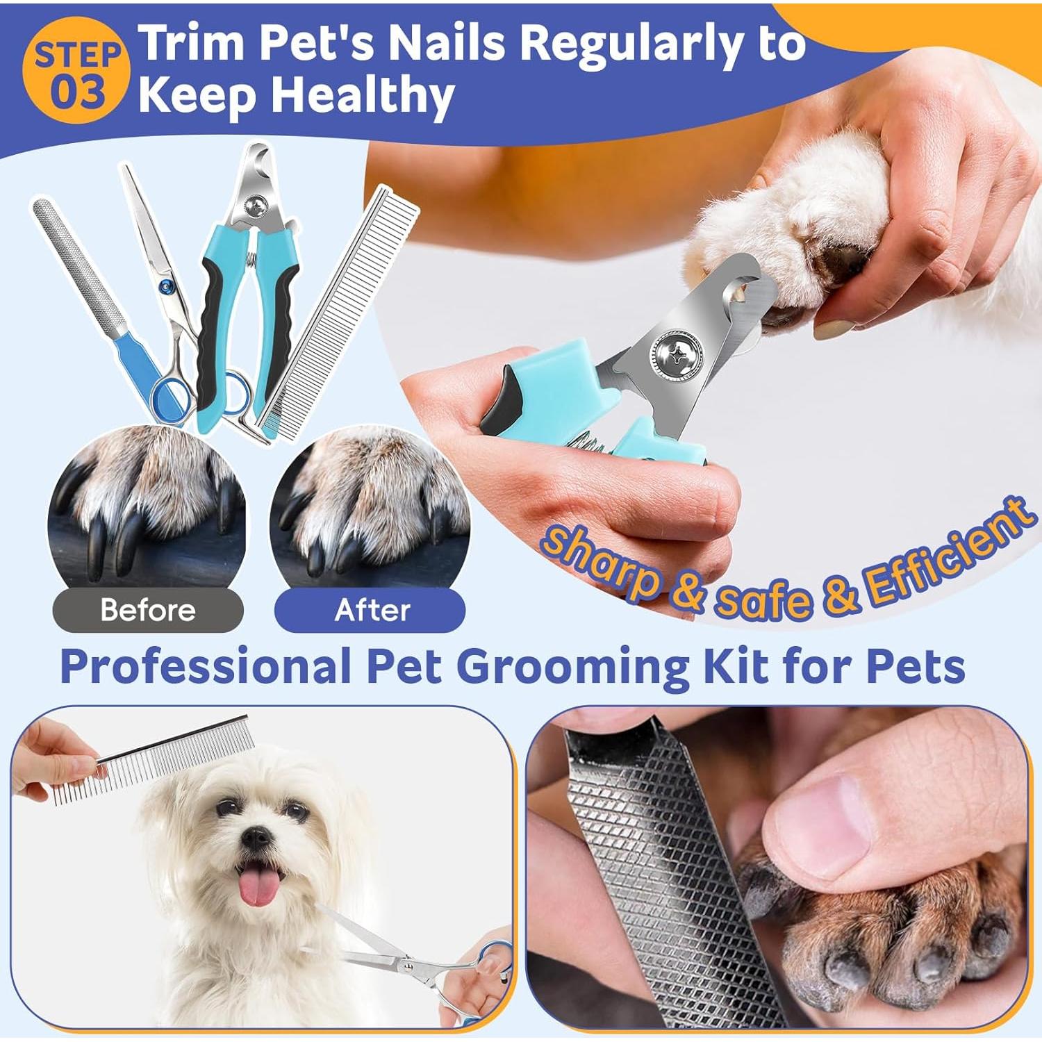 Kit de Aseo para Mascotas 10 Piezas 2TRUL - Cepillo, Tijeras y Cortador