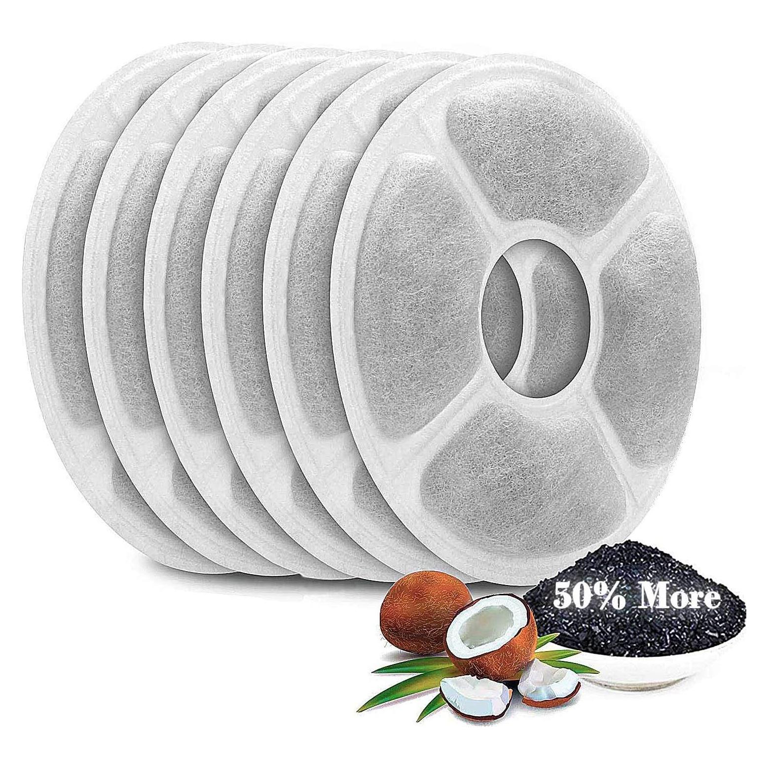 Filtros de Agua para Gatos WWVVPET 6 Paquete 50% Carbón Activado