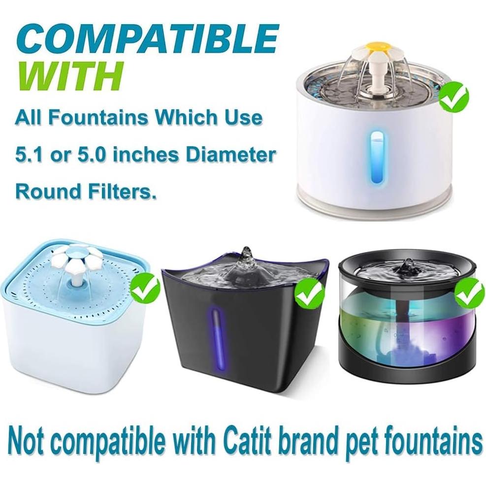 Filtros de Agua para Gatos WWVVPET 6 Paquete 50% Carbón Activado