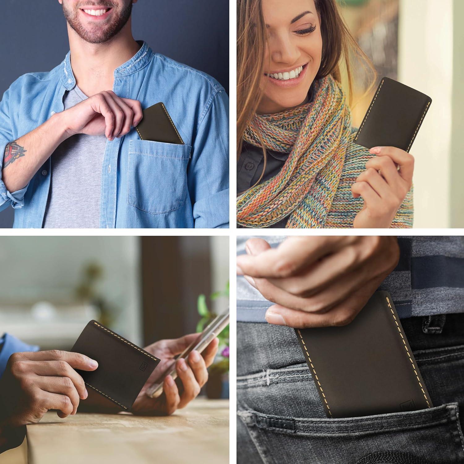 Billetera de Cuero Slim Modern Carry - Marrón, Acceso Rápido