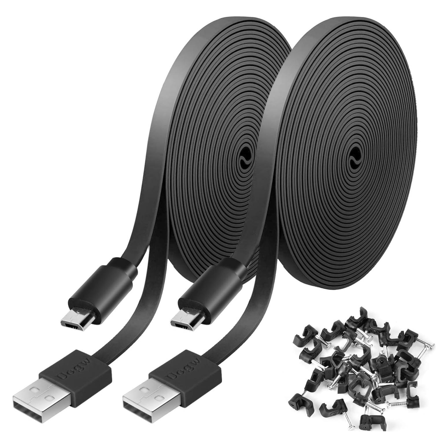 Paquete de 2 Cables de Extensión Micro USB 3M para Cámaras