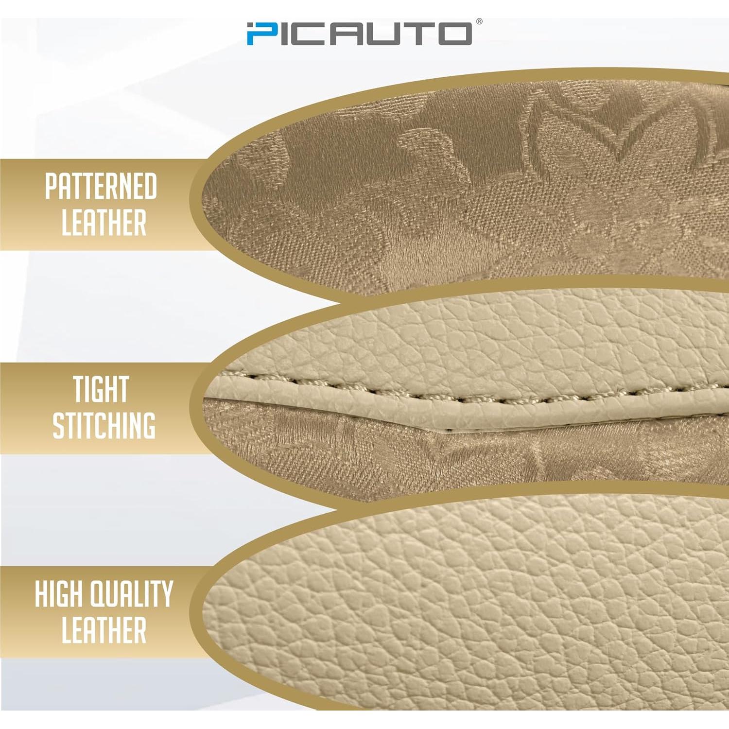 Cubierta de Volante PIC AUTO Dorada, Piel PU Antideslizante 36.8-39.4 cm