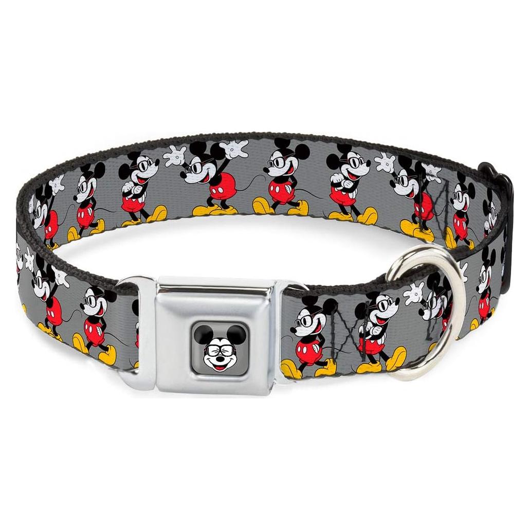 Collar de Perro Buckle-Down Mickey Mouse Gris 3.81 cm Ancho