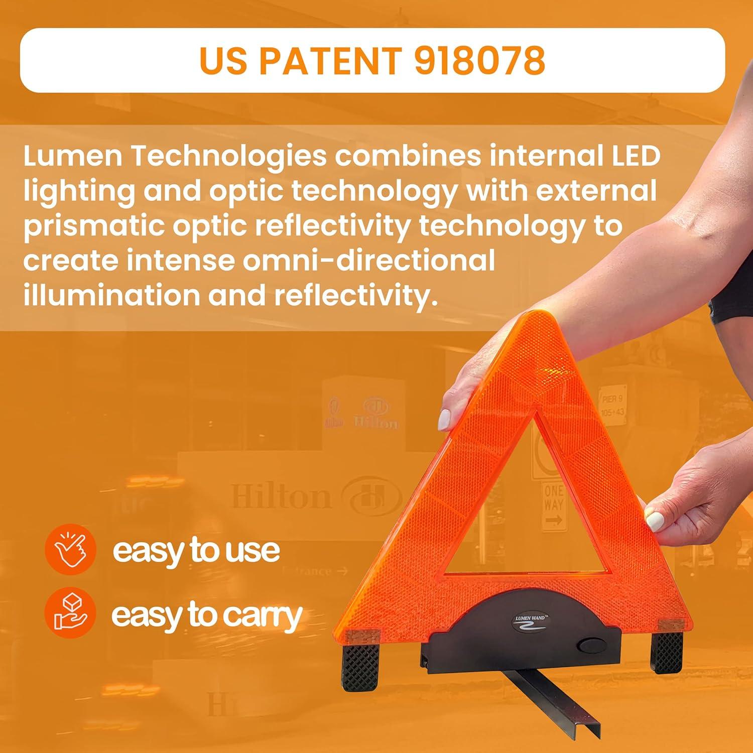 Triángulo de Emergencia Lumen Wand con LED y Base de Metal