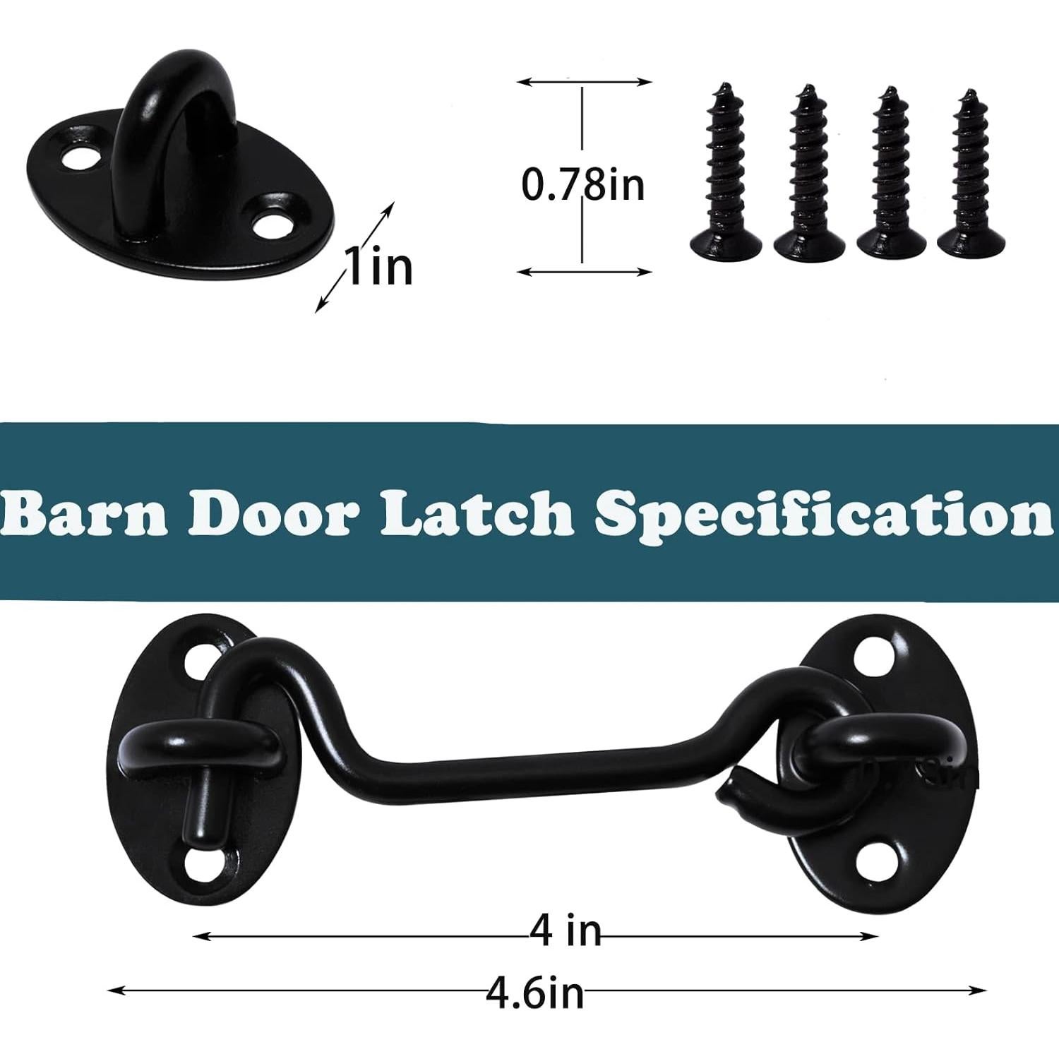 Pestillo de puerta de granero Klurent 10.16 cm metal negro