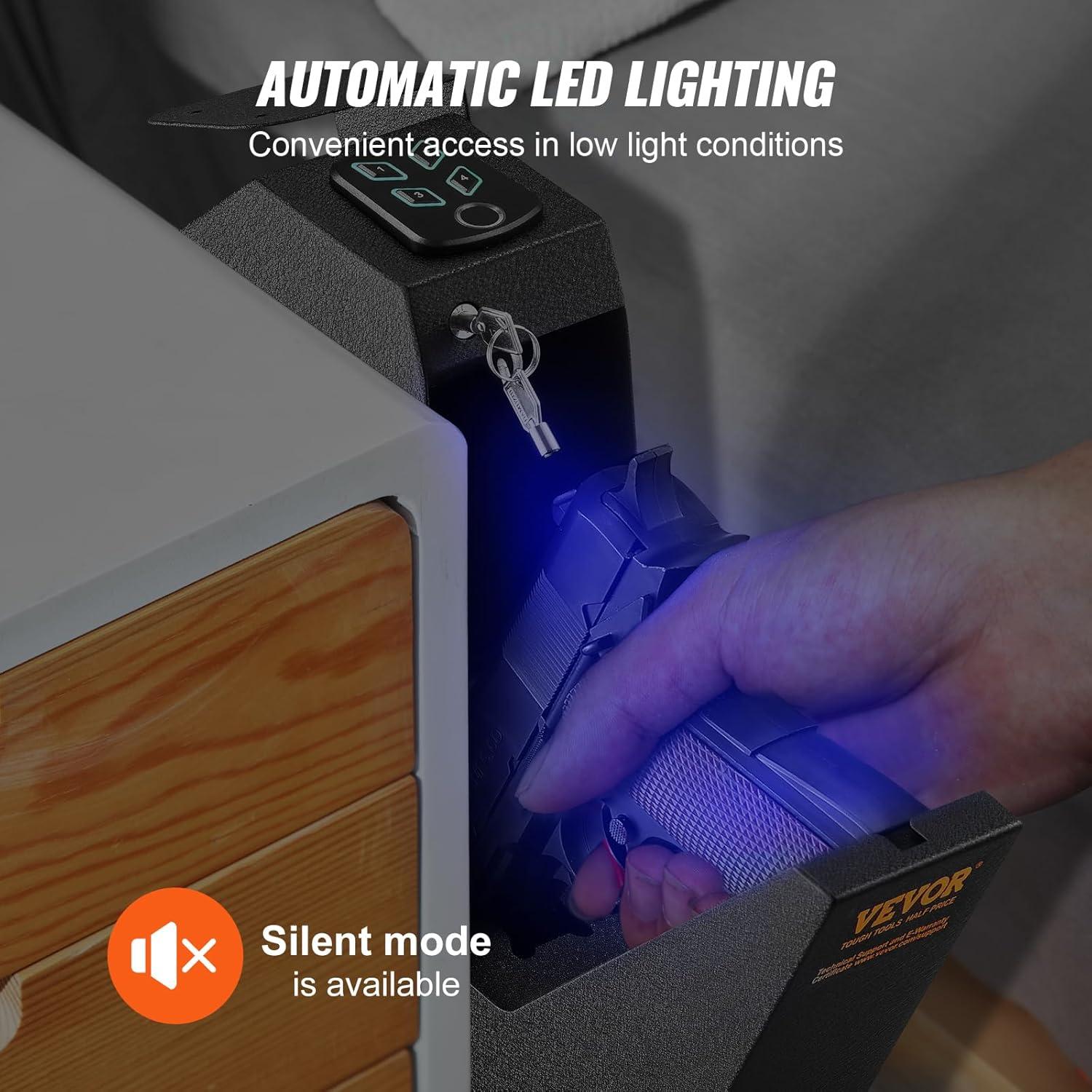 Caja Fuerte Biométrica VEVOR para Pistolas con Acceso Rápido