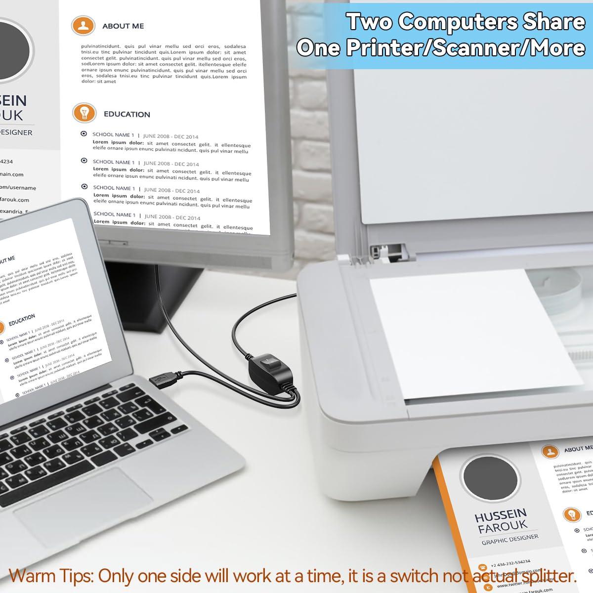 Cable Divisor USB 1 en 2 HERFAIR para Impresora 5FT