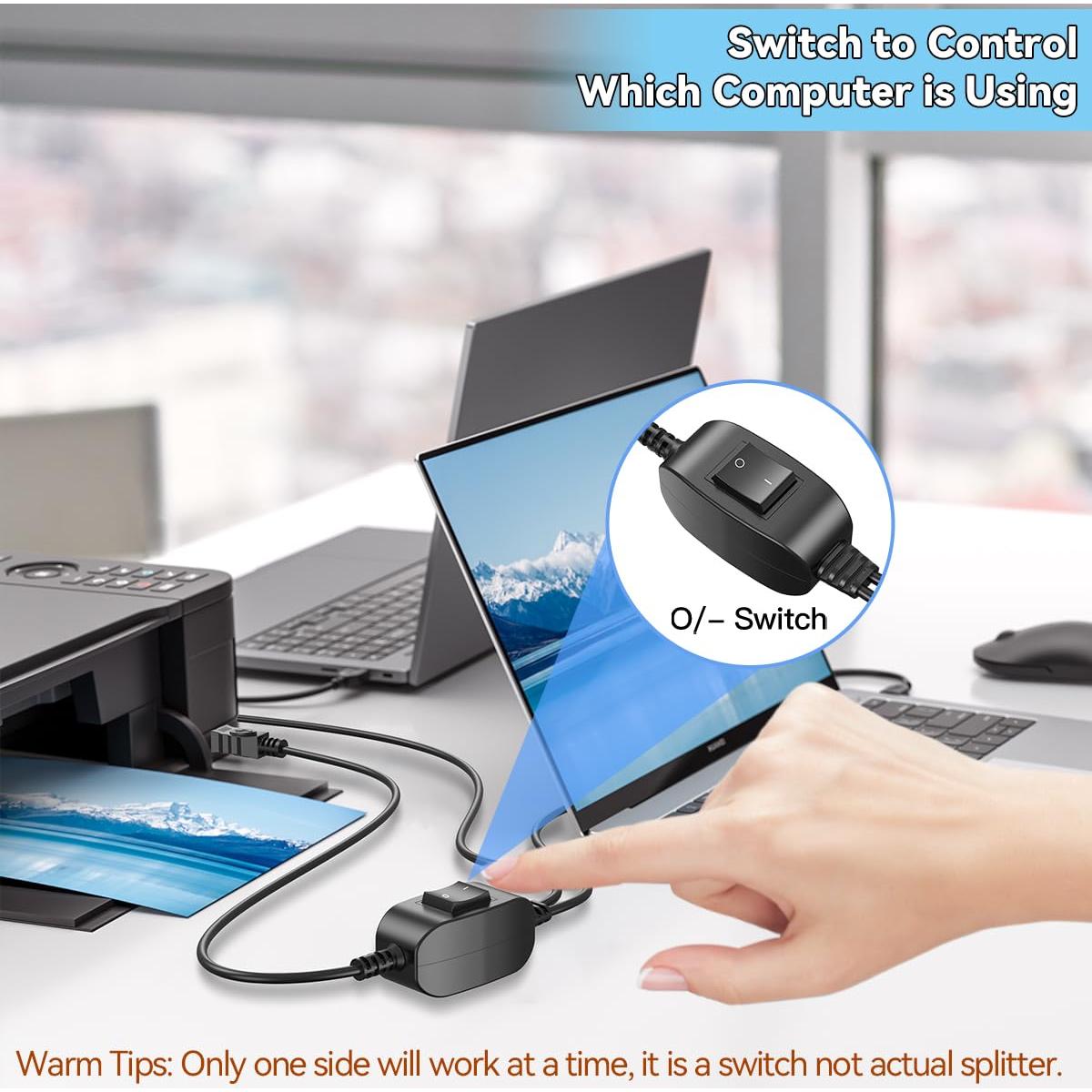 Cable Divisor USB 1 en 2 HERFAIR para Impresora 5FT