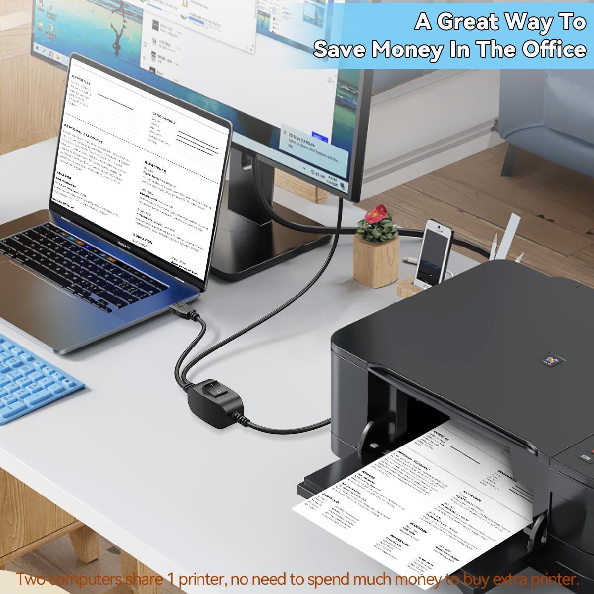 Cable Divisor USB 1 en 2 HERFAIR para Impresora 5FT