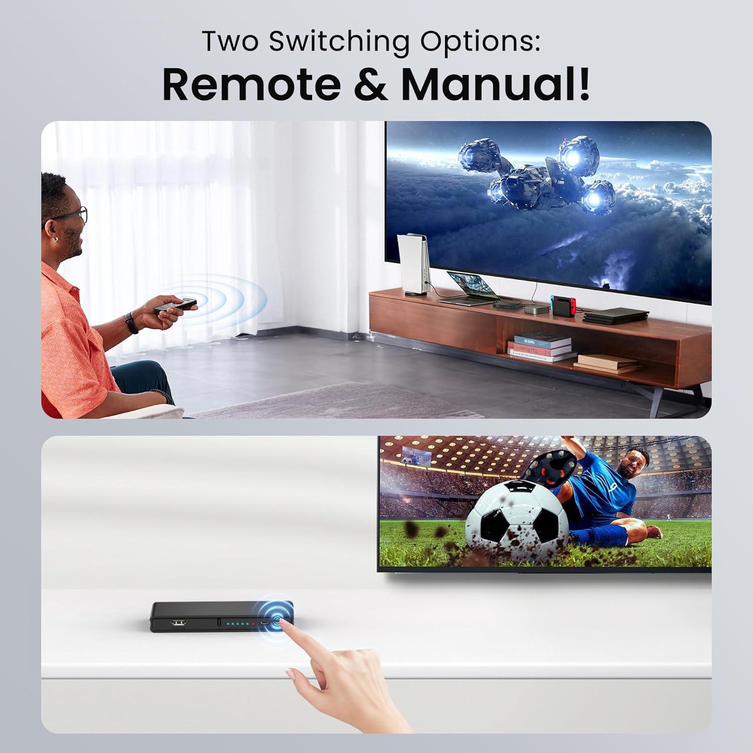 Interruptor HDMI 5 en 1 NEWCARE 4K@60Hz con Control Remoto