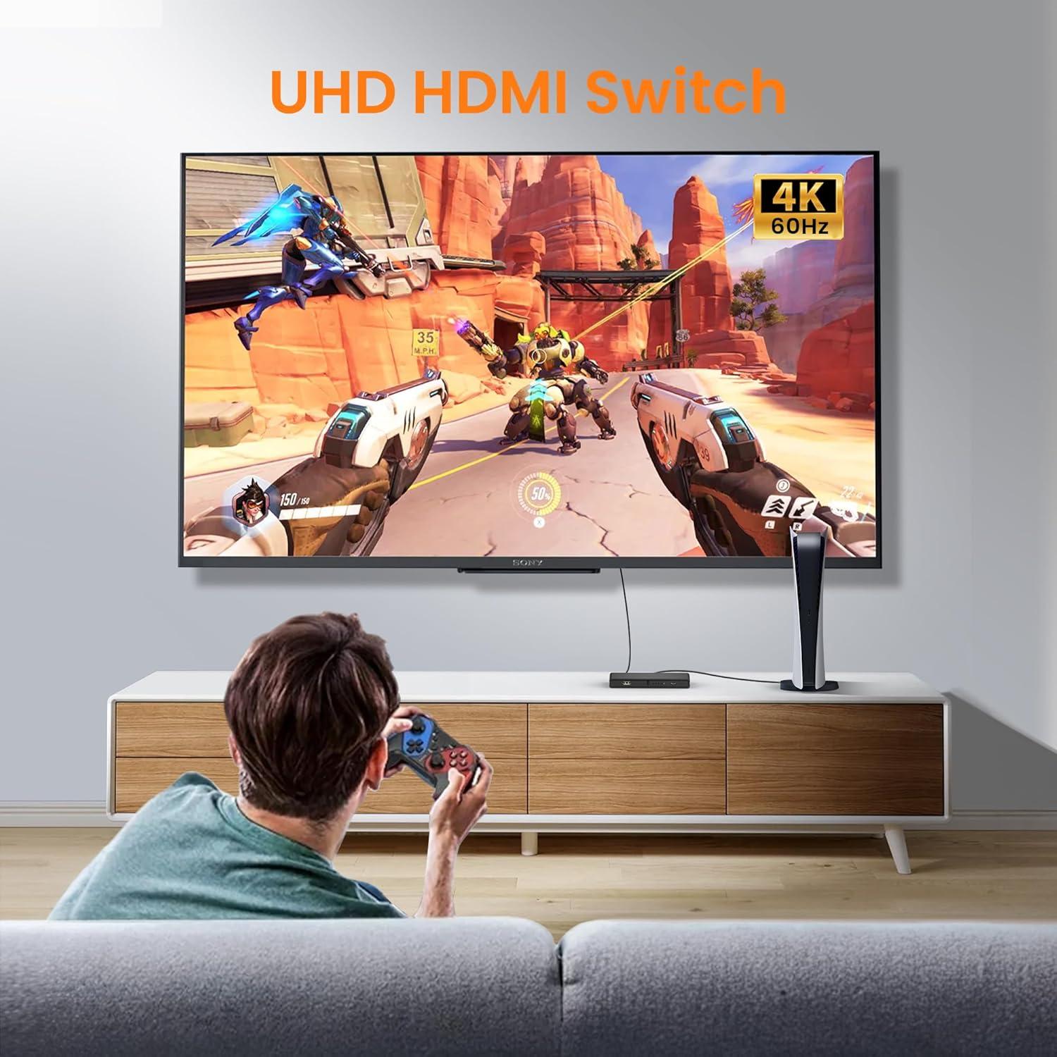 Interruptor HDMI 5 en 1 NEWCARE 4K@60Hz con Control Remoto