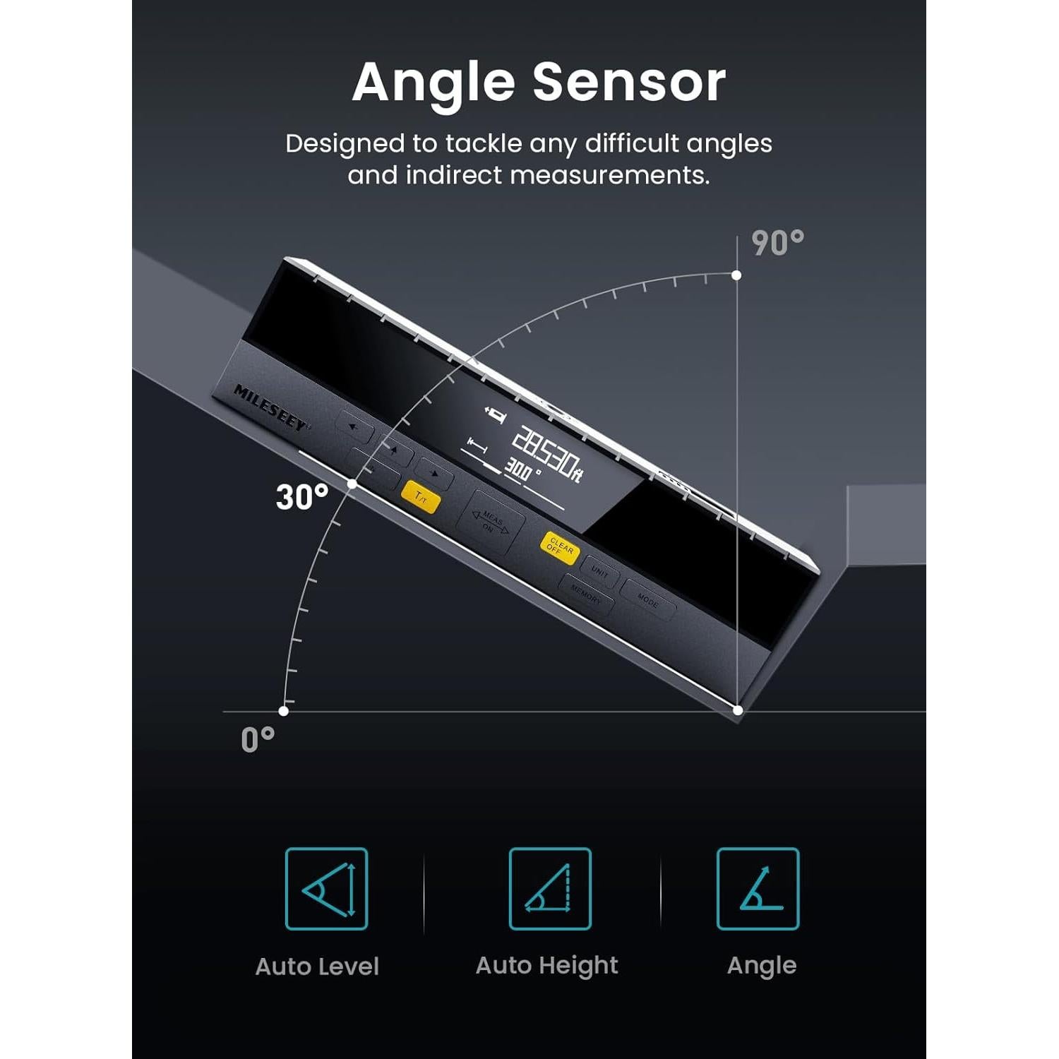 MiLESEEY DP20 Pro Dual Laser Measuring Tool, 390Ft Laser Measurement Tool with Middle Laser Reference, Rechargeable Laser Distance Measure with APP,Gen-2 Backlit Display Ft/in/M Units Laser Measure