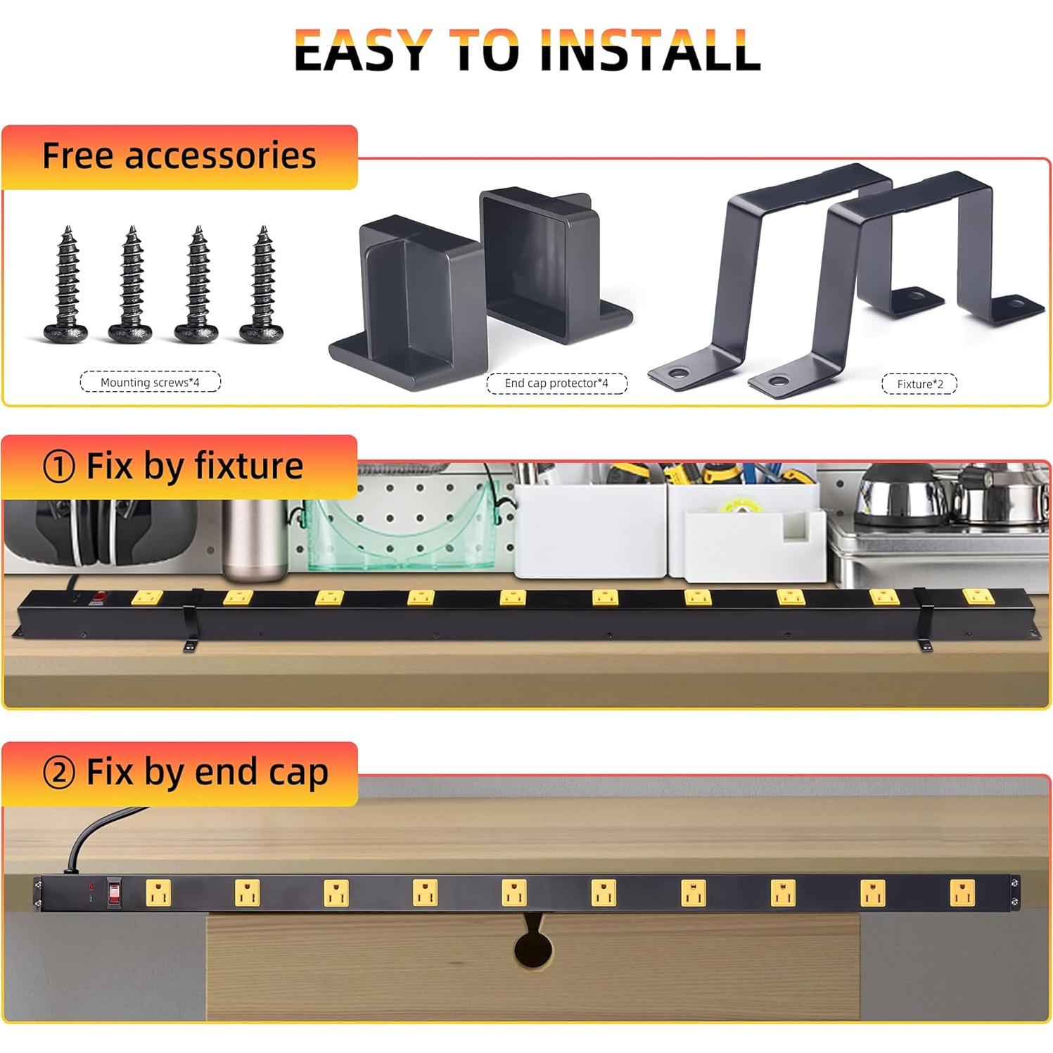 Tira de Poder con Protector de Sobretensión JIANGSILING 10 Salidas 1.83m