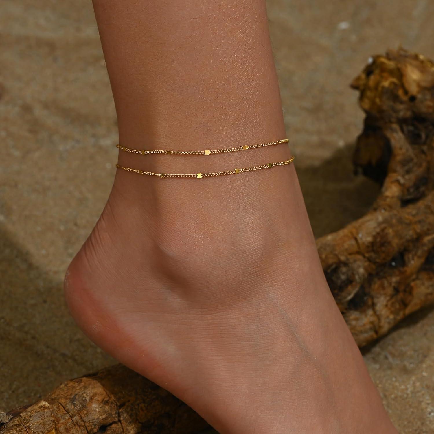 Brazalete de Tobillo Dorado Havopso Ajustable 21.1 cm CZ