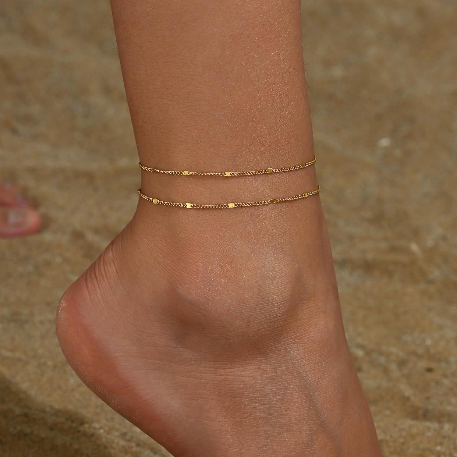 Brazalete de Tobillo Dorado Havopso Ajustable 21.1 cm CZ