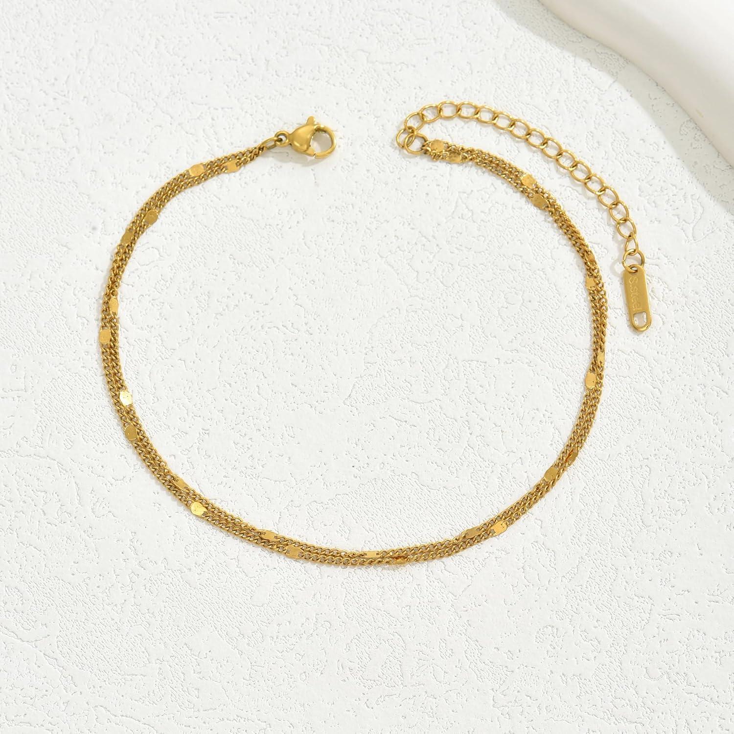 Brazalete de Tobillo Dorado Havopso Ajustable 21.1 cm CZ