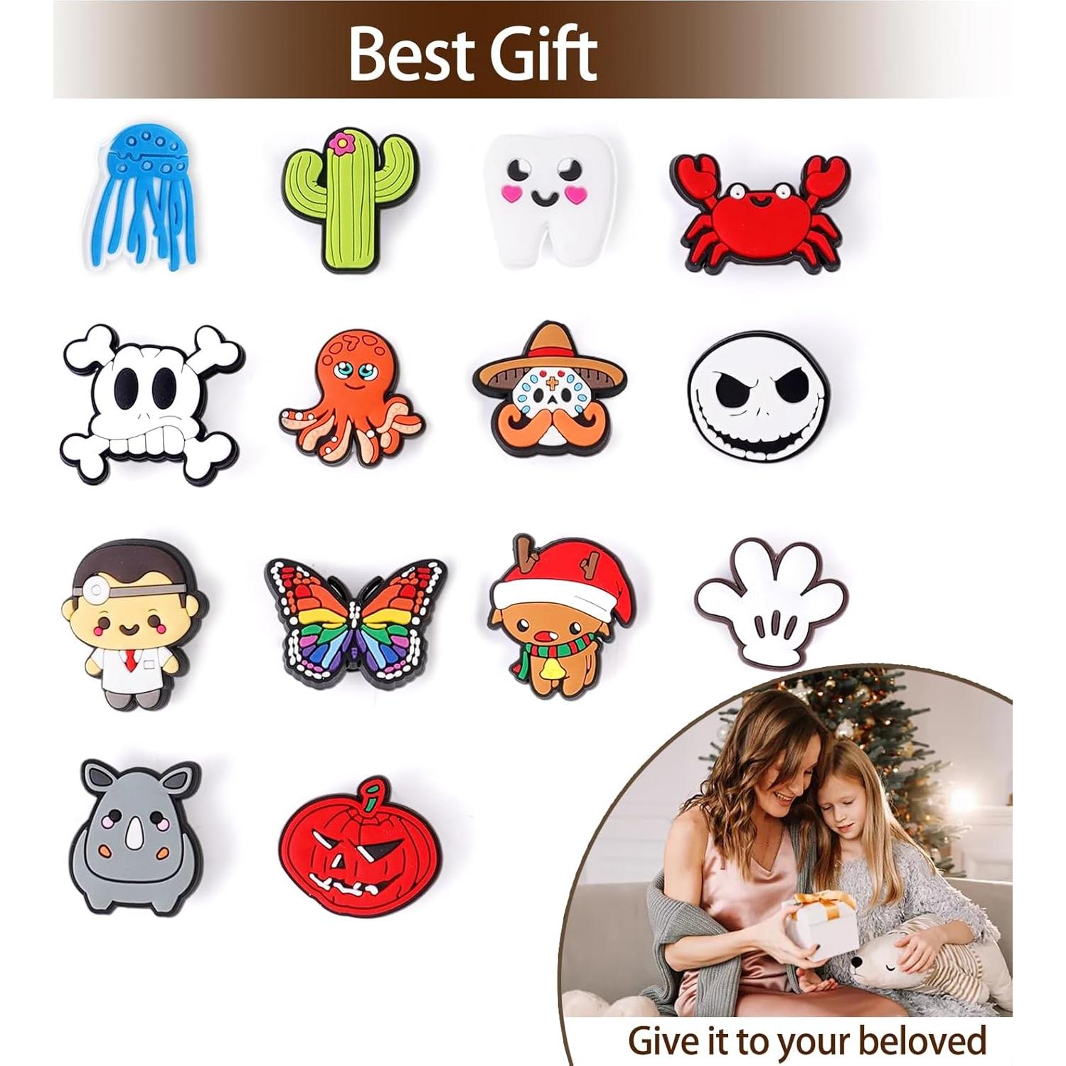 Lote de 100 encantos de zapatos aleatorios para niños - Decoración divertida