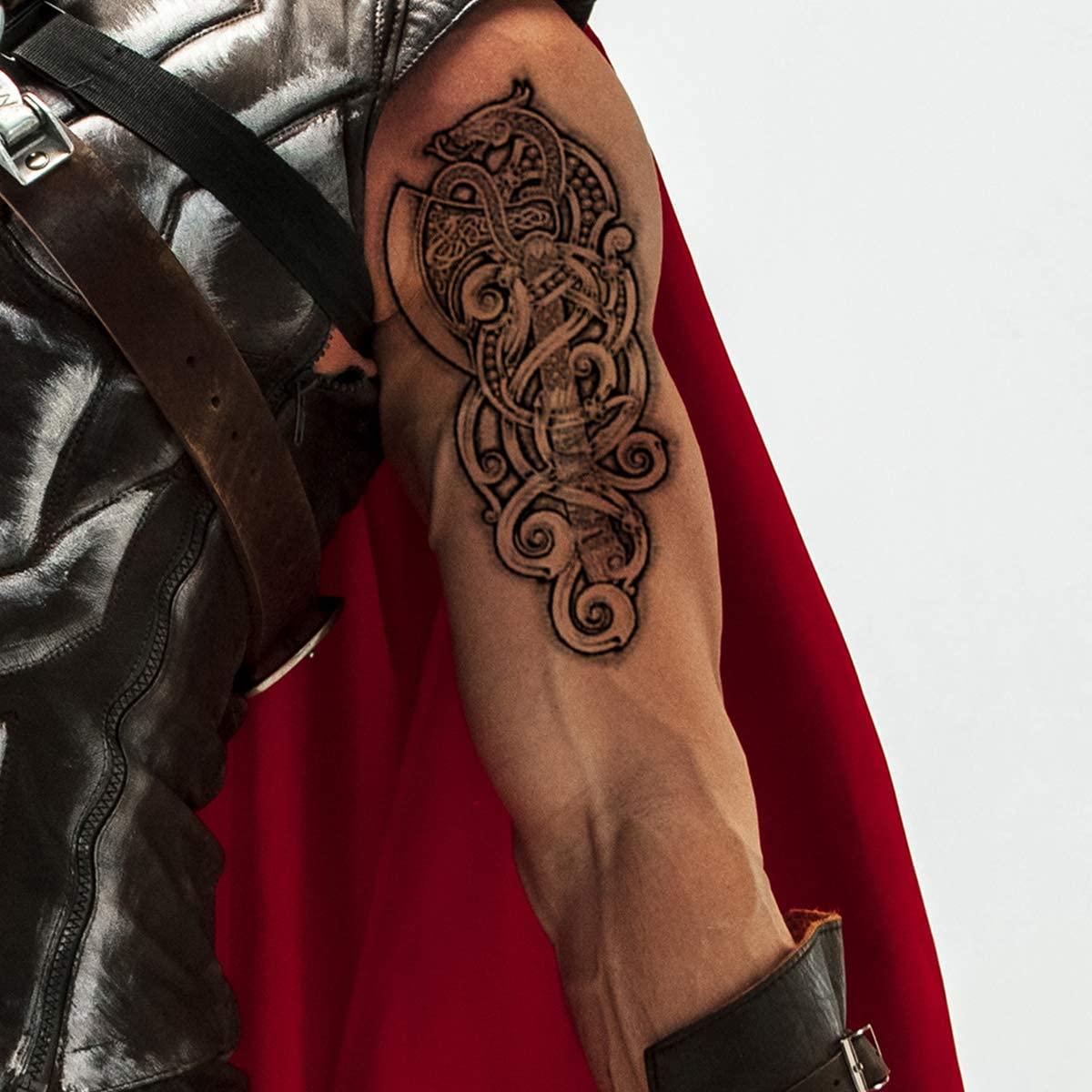 Tatuaje Temporal Tribal Hacha Dragón Negro Tatodays 21x15 cm