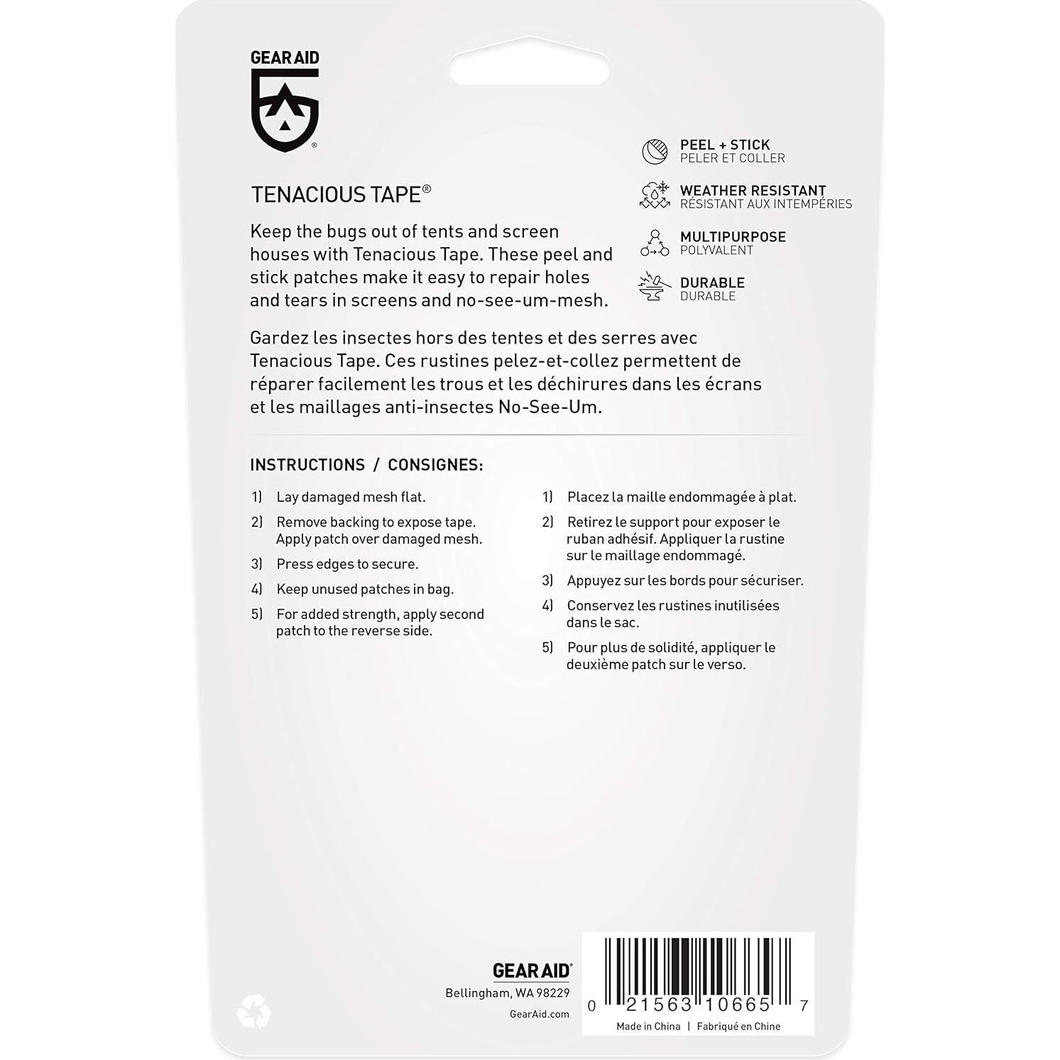 Parches de Malla Tenacious Tape GEAR AID 3" Redondos - 2 Parches