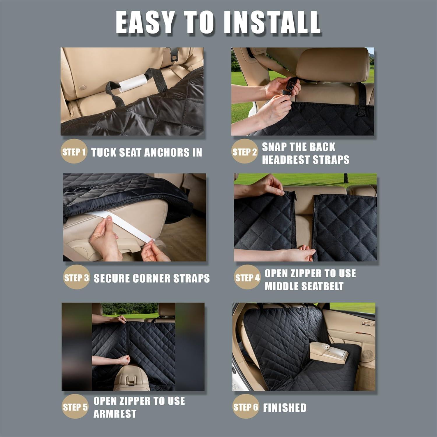 Funda de Asiento de Coche para Perros YOVEEKLE Todo Negro