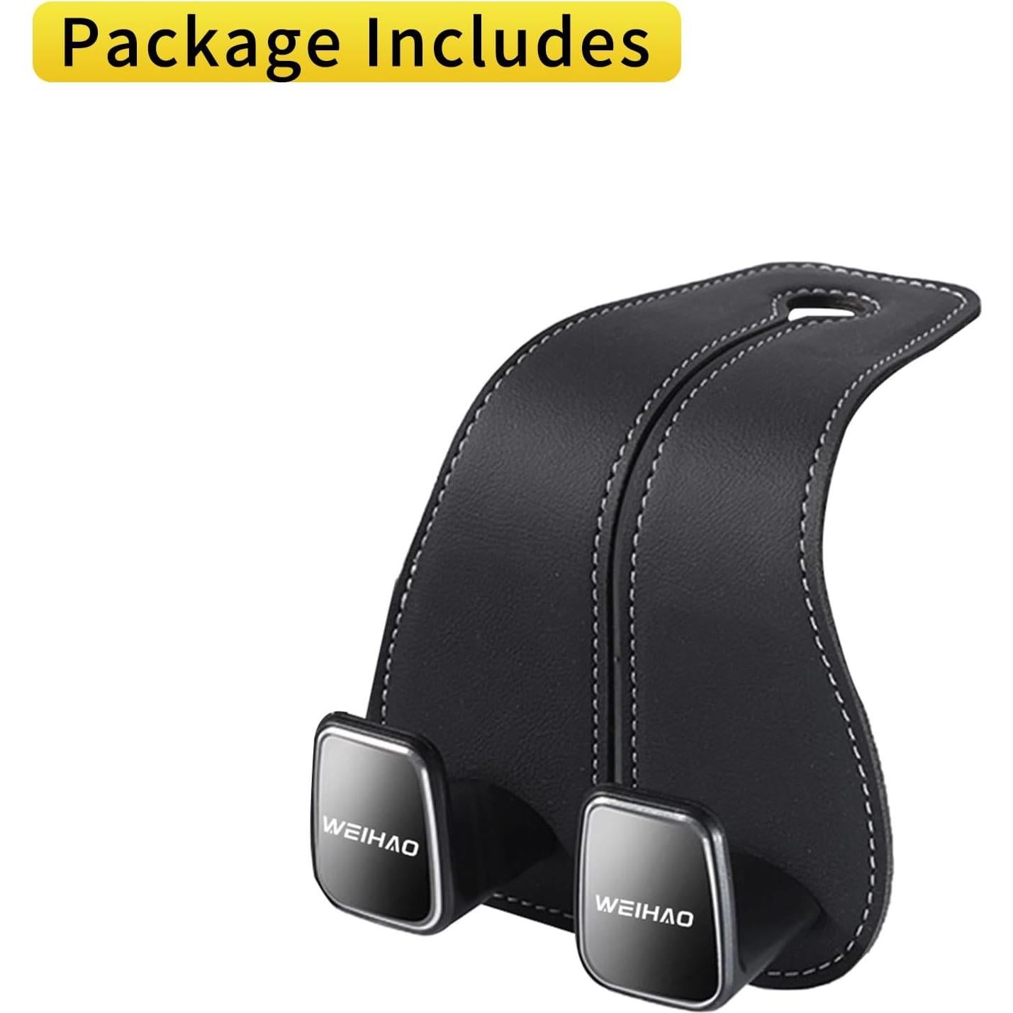 Ganchos para bolso de coche WEIHAO - Cuero Premium - Negro
