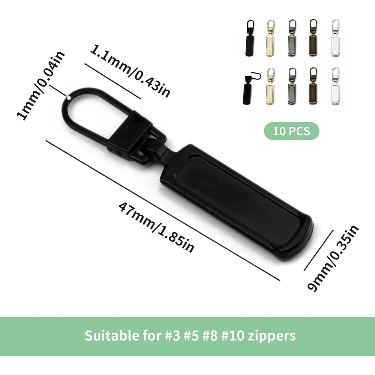 Tirador de Cremallera de Metal TOPASION 10 Pcs 5 Colores