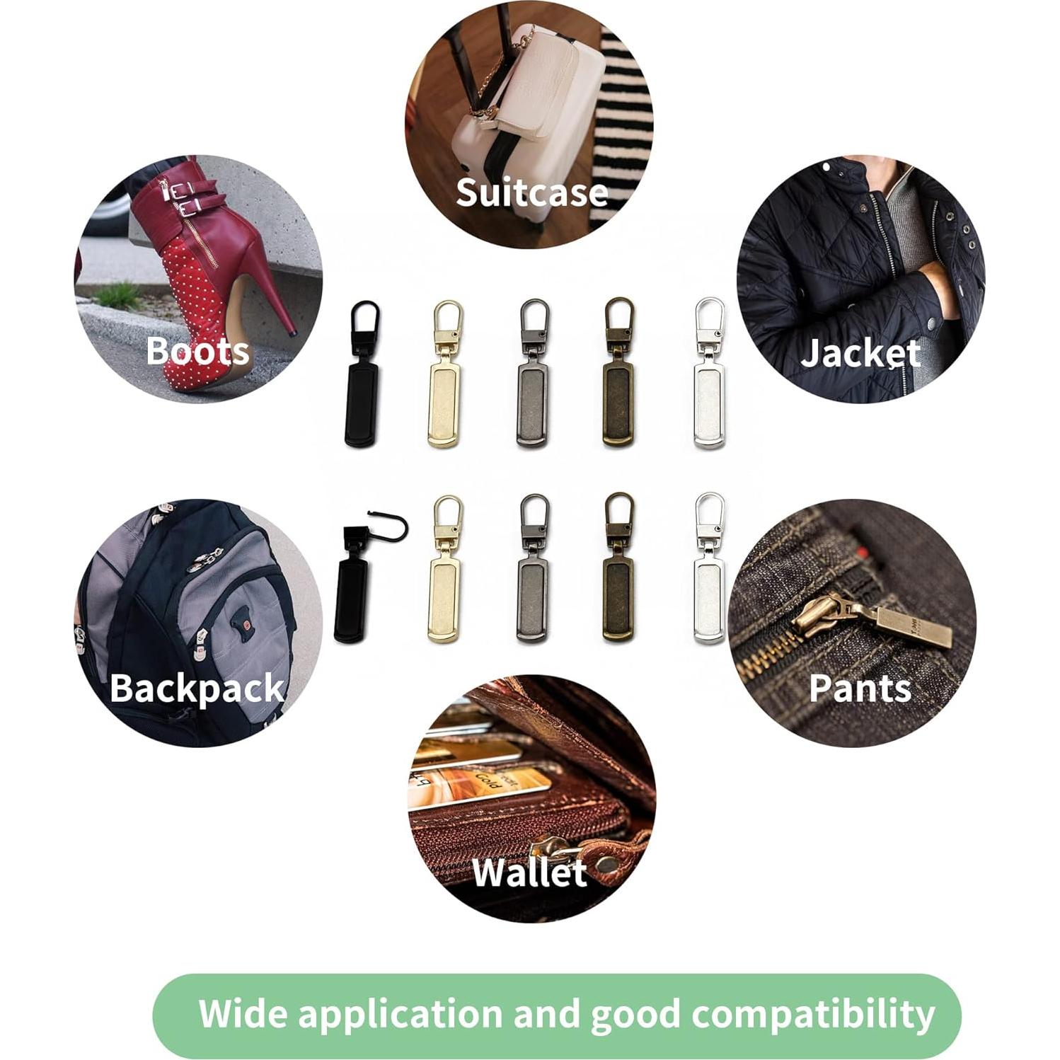 Tirador de Cremallera de Metal TOPASION 10 Pcs 5 Colores