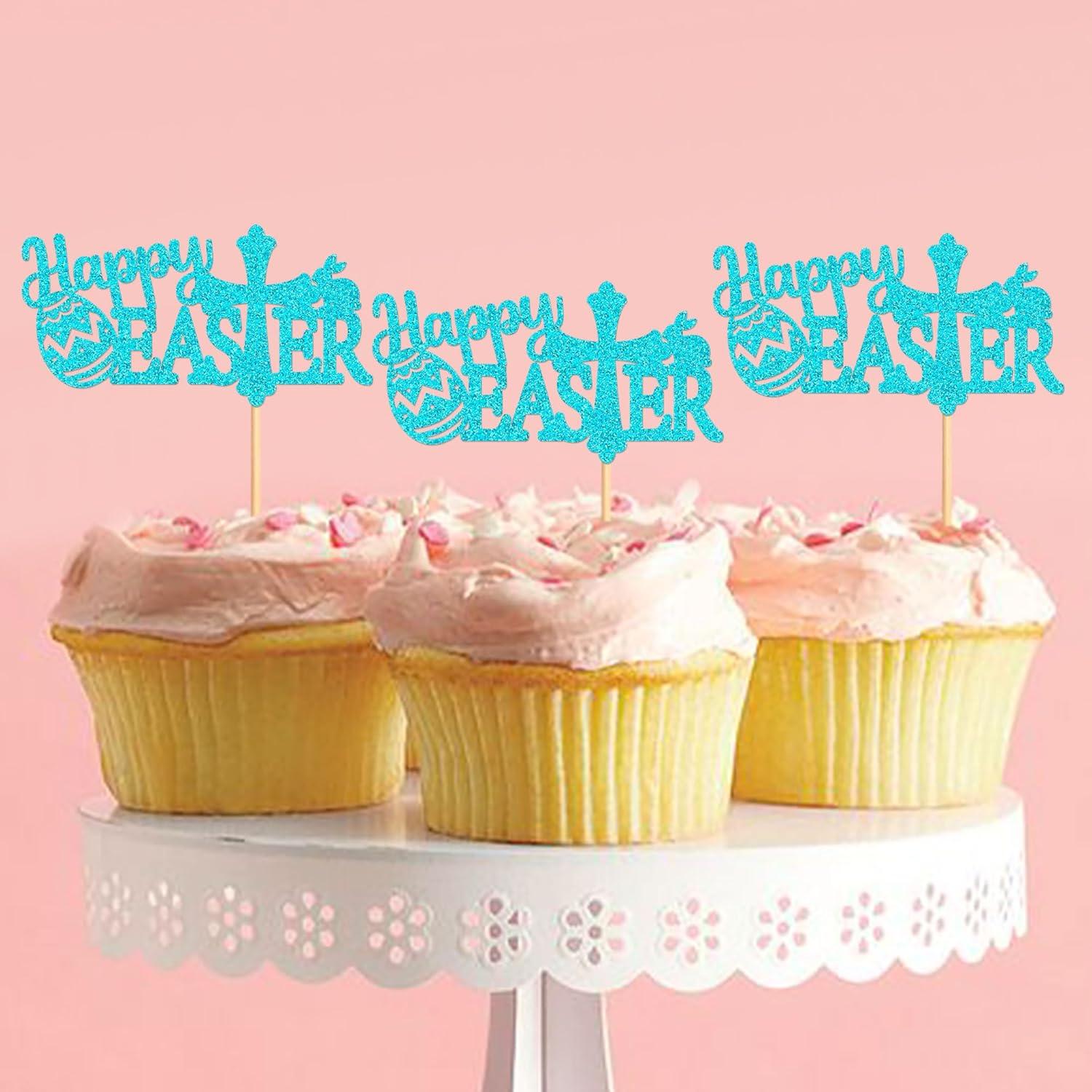 24 Adornos de Cupcake de Pascua Feliz Cyodoos - Conejo y Huevo