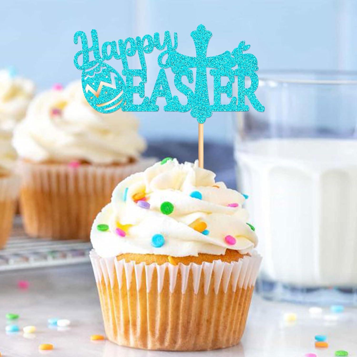 24 Adornos de Cupcake de Pascua Feliz Cyodoos - Conejo y Huevo