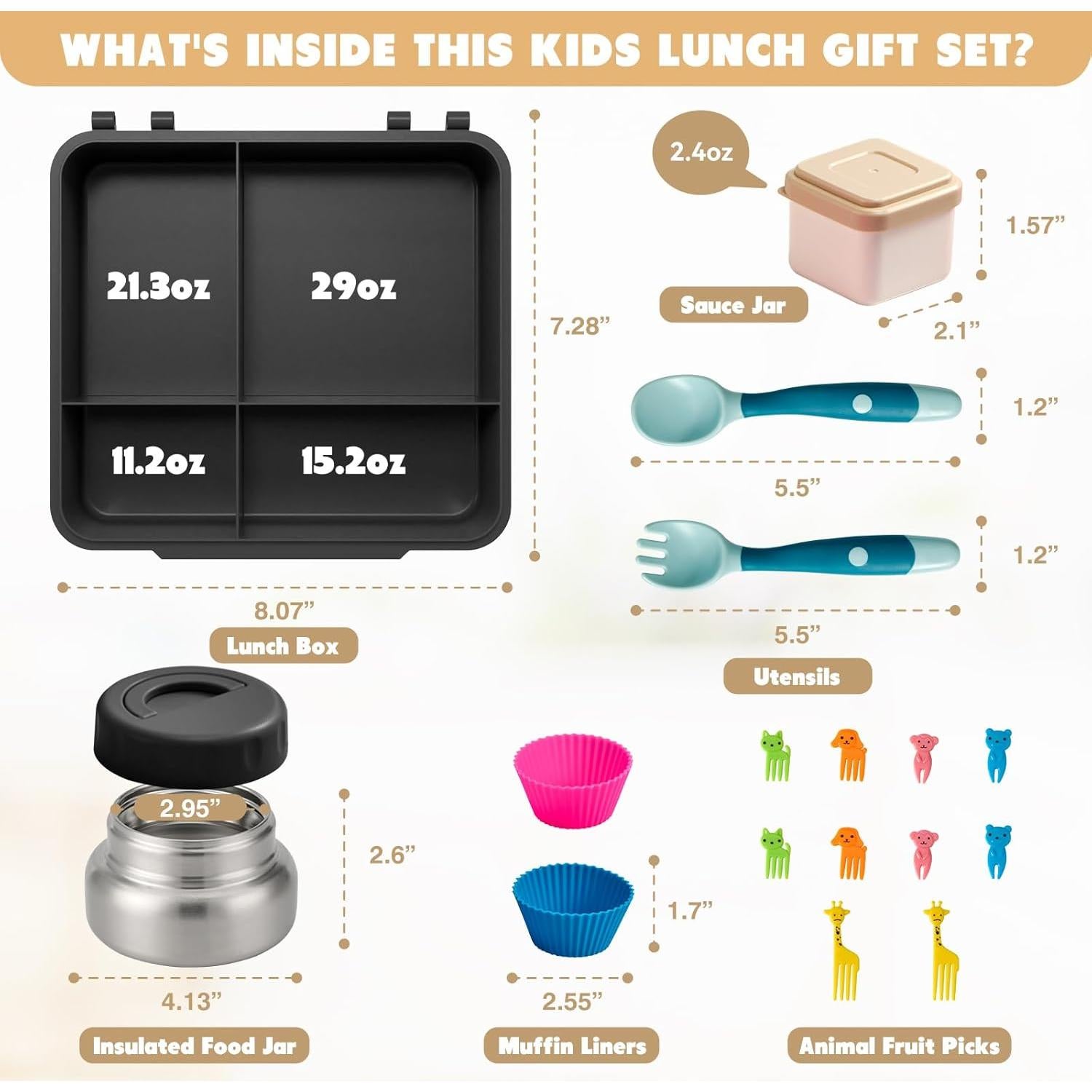 Caja de Almuerzo Bento JSLOVE 2.14L a Prueba de Fugas con Utensilios