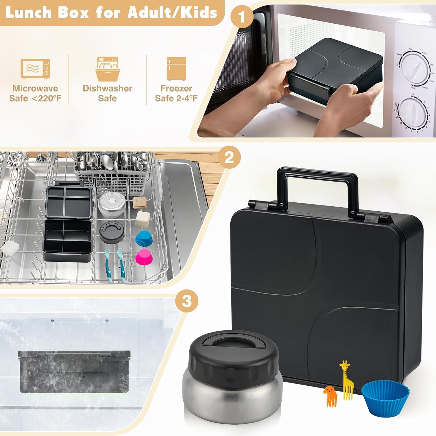 Caja de Almuerzo Bento JSLOVE 2.14L a Prueba de Fugas con Utensilios