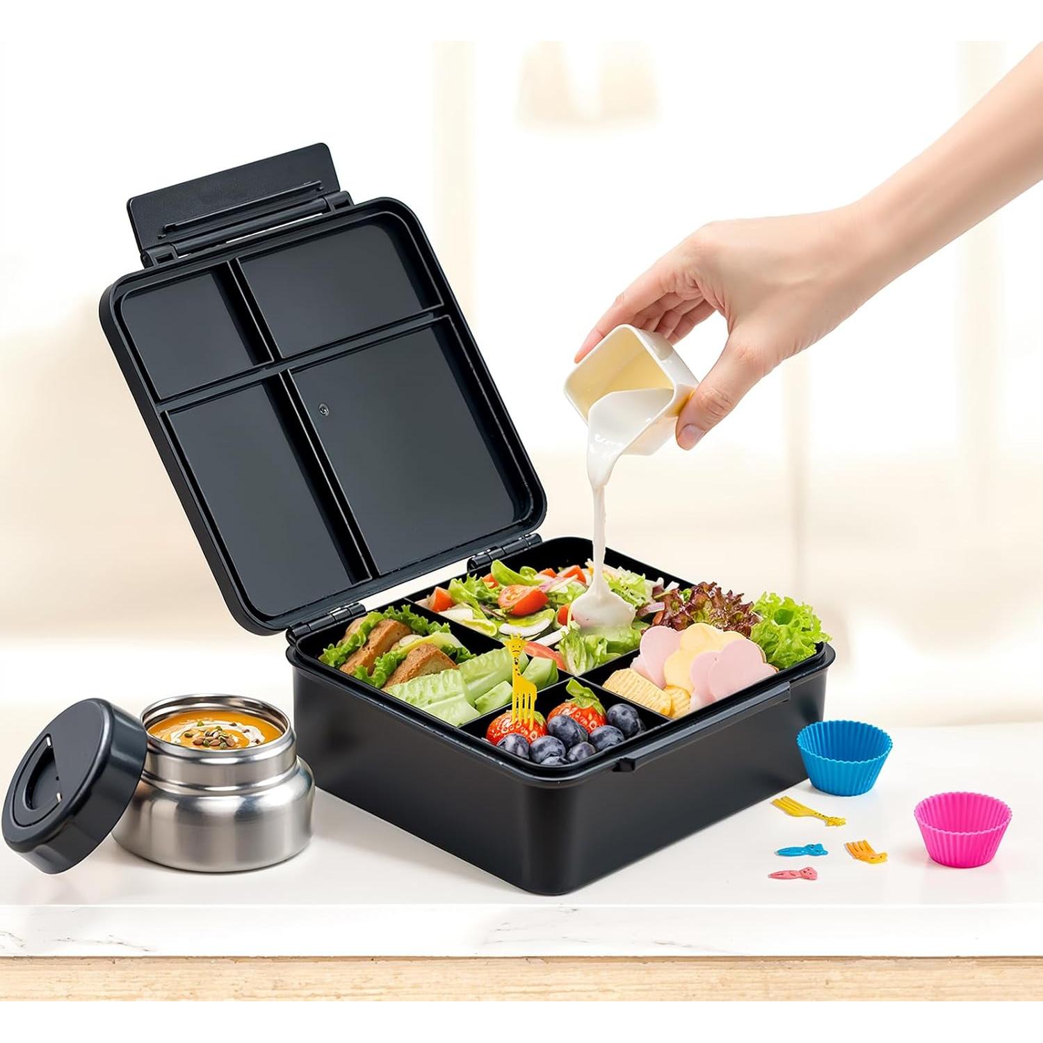 Caja de Almuerzo Bento JSLOVE 2.14L a Prueba de Fugas con Utensilios