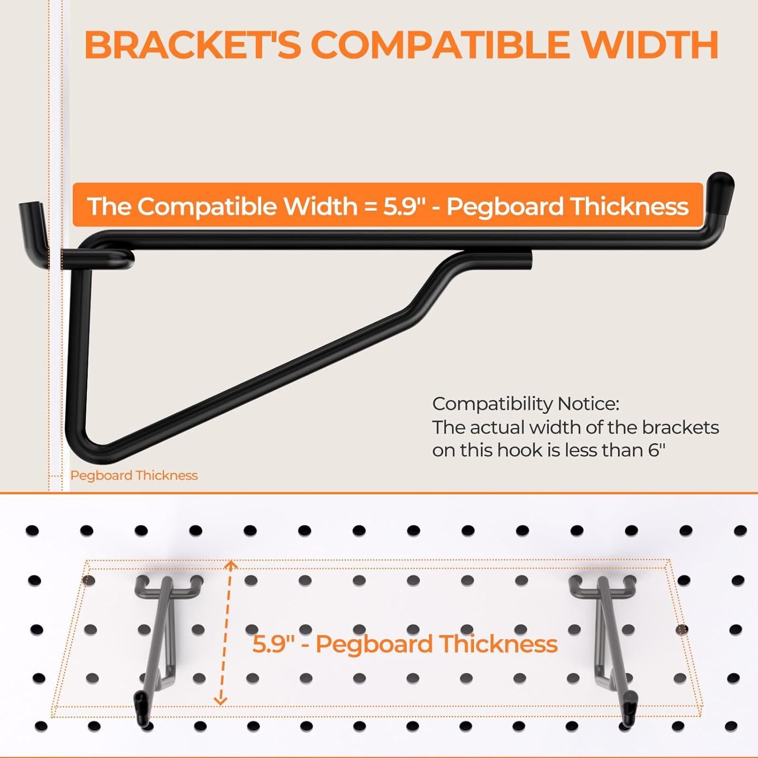 Ganchos para Estantes de Tablero Perforado INCLY 15.24 cm - 8 Piezas