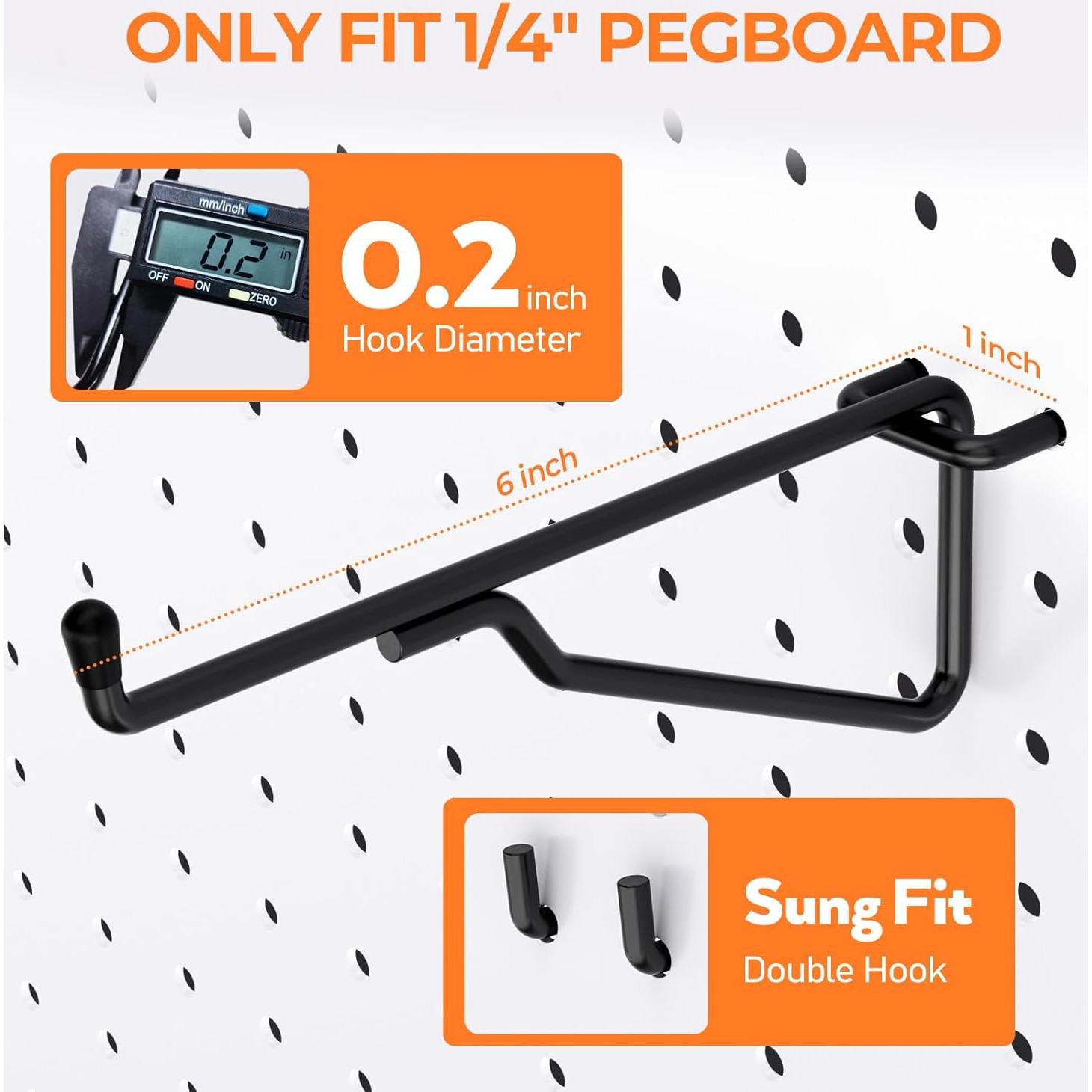 Ganchos para Estantes de Tablero Perforado INCLY 15.24 cm - 8 Piezas