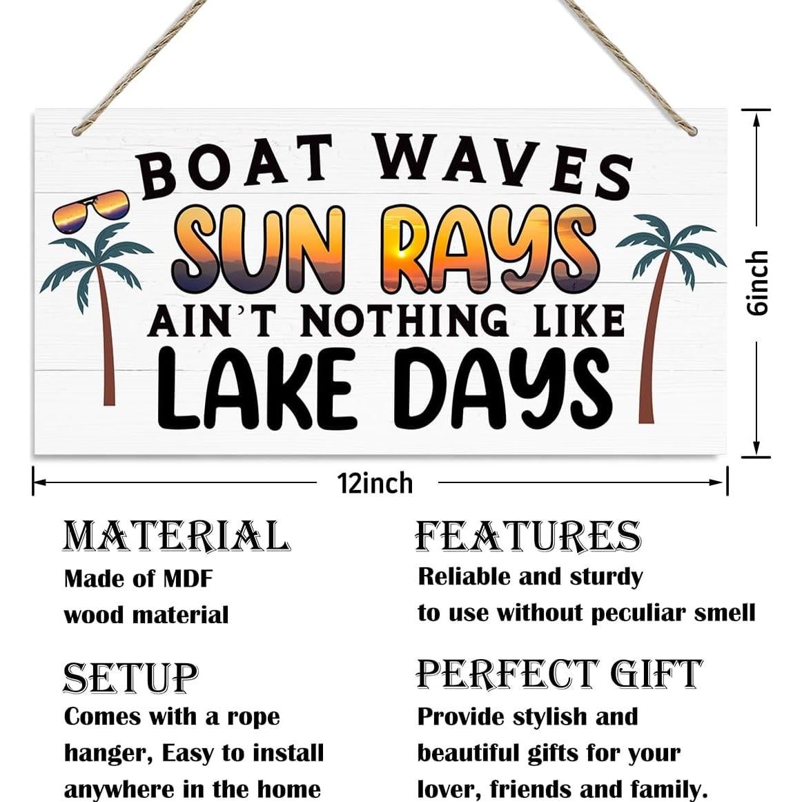 Placa de Madera Colgante Decorativa QTGTIR 30x15cm Olas de Barco