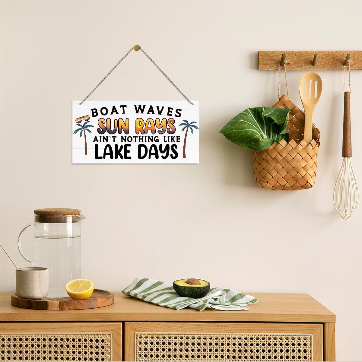 Placa de Madera Colgante Decorativa QTGTIR 30x15cm Olas de Barco